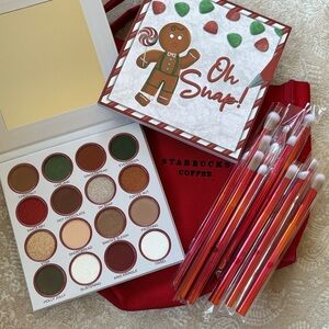 Brand New Christmas Oh Snap Eyeshadow Palette 13-Piece Brush Set Starbucks Tote